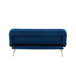 Banquette AROMA En Velours Bleu 3 Places Convertible -Maison Jardin Élégance canape aroma velours bleu banquette 7