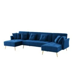 Canapé AROMA En Velours Bleu Version Panoramique 10 Canapé AROMA En Velours Bleu Version Panoramique -Maison Jardin Élégance canape aroma velours bleu forme en u 2