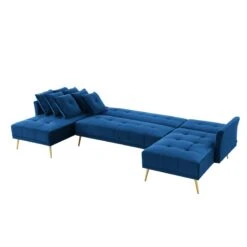 Canapé AROMA En Velours Bleu Version Panoramique 11 Canapé AROMA En Velours Bleu Version Panoramique -Maison Jardin Élégance canape aroma velours bleu forme en u 3