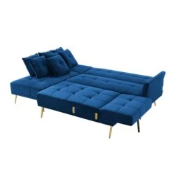 Canapé AROMA En Velours Bleu Version Panoramique 12 Canapé AROMA En Velours Bleu Version Panoramique -Maison Jardin Élégance canape aroma velours bleu forme en u 4