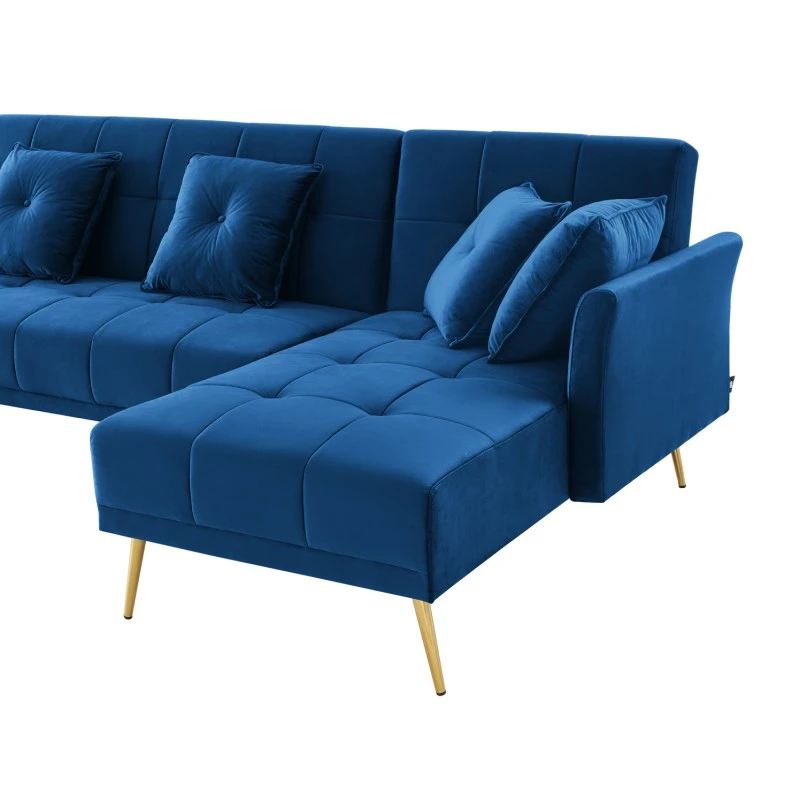 Canapé AROMA En Velours Bleu Version Panoramique 8 Canapé AROMA En Velours Bleu Version Panoramique – Image 8