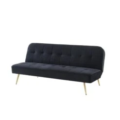 Banquette AROMA En Velours Noir 3 Places Convertible -Maison Jardin Élégance canape aroma velours noir banquette 5