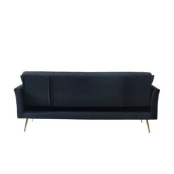 Canapé AROMA Droit Et Convertible En Velours Noir -Maison Jardin Élégance canape aroma velours noir droit 7