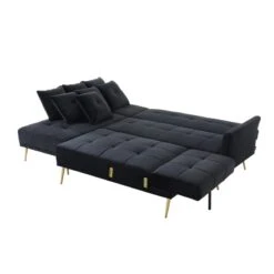 Canapé AROMA En Velours Noir Version Panoramique -Maison Jardin Élégance canape aroma velours noir forme en u 5