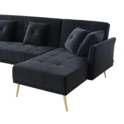 Canapé AROMA En Velours Noir Version Panoramique -Maison Jardin Élégance canape aroma velours noir forme en u 8