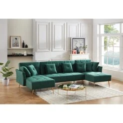 Canapé AROMA En Velours Vert Version Panoramique