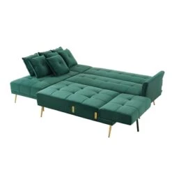 Canapé AROMA En Velours Vert Version Panoramique -Maison Jardin Élégance canape aroma velours vert forme en u 6