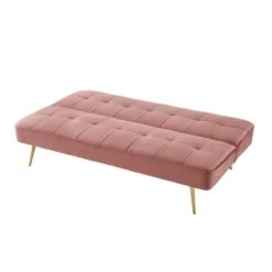 Banquette AROMA En Velours Vieux Rose 3 Places Convertible -Maison Jardin Élégance canape aroma velours vieux rose banquette 6