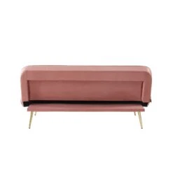 Banquette AROMA En Velours Vieux Rose 3 Places Convertible -Maison Jardin Élégance canape aroma velours vieux rose banquette 7