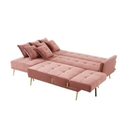 Canapé AROMA En Velours Vieux Rose Version Panoramique -Maison Jardin Élégance canape aroma velours vieux rose forme en u 6