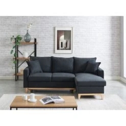 Canapé D'angle BOSTON Convertible Tissu Anthracite