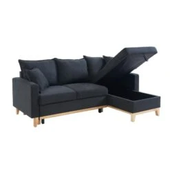 Canapé D'angle BOSTON Convertible Tissu Anthracite -Maison Jardin Élégance canape boston tissu anthracite angle convertible 4