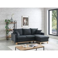 Canapé D'angle BOSTON Convertible Tissu Anthracite -Maison Jardin Élégance canape boston tissu anthracite angle convertible 7
