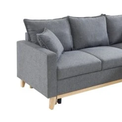 Canapé D'angle BOSTON Convertible Tissu Gris Chiné -Maison Jardin Élégance canape boston tissu gris chine angle convertible 5