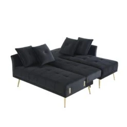 Canapé D'angle AROMA Convertible Velours Noir 4 Places -Maison Jardin Élégance canape d angle aroma convertible velours noir 4 places 3