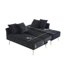 Canapé D'angle AROMA Convertible Velours Noir 4 Places -Maison Jardin Élégance canape d angle aroma convertible velours noir 4 places 8