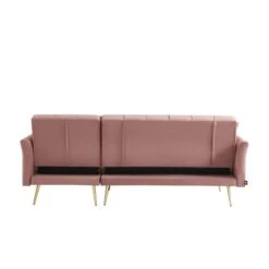 Canapé D'angle AROMA Convertible Velours Rose 4 Places -Maison Jardin Élégance canape d angle aroma convertible velours rose 4 places 5