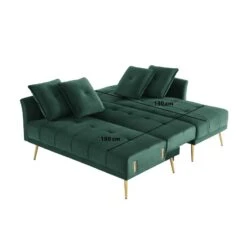 Canapé D'angle AROMA Convertible Velours Vert 4 Places -Maison Jardin Élégance canape d angle aroma convertible velours vert 4 places 8