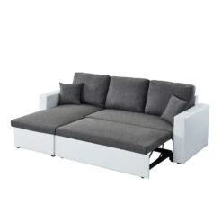 Canapé D'angle ASPEN Convertible, Réversible Et Coffre En Tissu Gris Et PU Blanc 9 Canapé D'angle ASPEN Convertible, Réversible Et Coffre En Tissu Gris Et PU Blanc -Maison Jardin Élégance canape d angle aspen convertible reversible et coffre en tissu gris et pu blanc 3