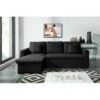 Canapé D'angle ASPEN Convertible, Réversible Et Coffre En Tissu Noir