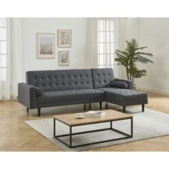 Canapé D'angle LUXURY Convertible Tissu Anthracite 4 Places -Maison Jardin Élégance canape d angle luxury convertible tissu anthracite 4 places 7
