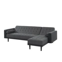 Canapé D'angle LUXURY Convertible Tissu Anthracite Et PU Noir 4 Places -Maison Jardin Élégance canape d angle luxury convertible tissu noir 4 places 3