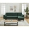 Canapé D'angle LUXURY Convertible Velours Vert 4 Places