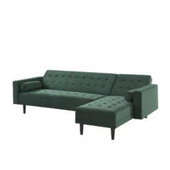 Canapé D'angle LUXURY Convertible Velours Vert 4 Places -Maison Jardin Élégance canape d angle luxury convertible velours vert 4 places 3