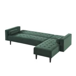 Canapé D'angle LUXURY Convertible Velours Vert 4 Places -Maison Jardin Élégance canape d angle luxury convertible velours vert 4 places 5