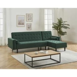 Canapé D'angle LUXURY Convertible Velours Vert 4 Places -Maison Jardin Élégance canape d angle luxury convertible velours vert 4 places 7