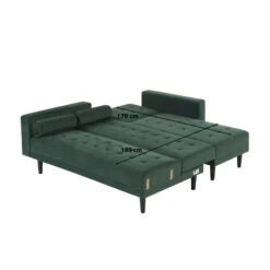 Canapé D'angle LUXURY Convertible Velours Vert 4 Places -Maison Jardin Élégance canape d angle luxury convertible velours vert 4 places 9