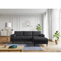 Canapé D'angle MAEL Cacharel En Tissu Anthracite Fixe