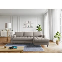 Canapé D'angle MAEL Cacharel En Tissu Moka Fixe