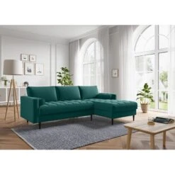 Canapé D'angle MAEL Cacharel En Velours Bleu Atlantique Fixe 9 Canapé D'angle MAEL Cacharel En Velours Bleu Atlantique Fixe -Maison Jardin Élégance canape d angle mael cacharel velours bleu altantique 3 places 4