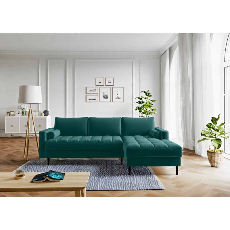 Canapé D'angle MAEL Cacharel En Velours Bleu Atlantique Fixe 1 Canapé D'angle MAEL Cacharel En Velours Bleu Atlantique Fixe