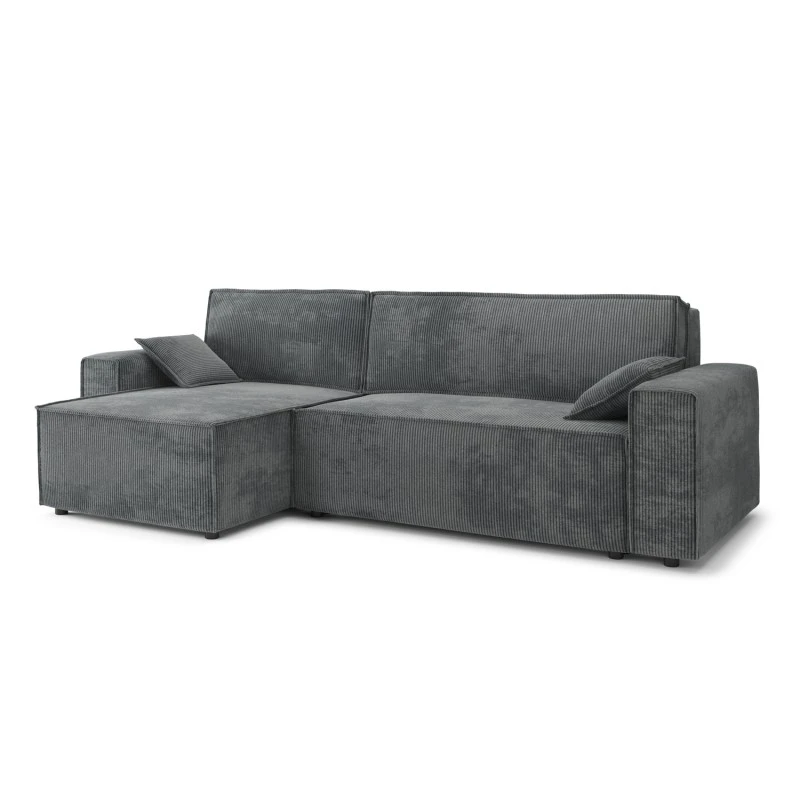 Canapé D'angle MARIUS Convertible Velours Côtelé Gris Souris 3 Canapé D'angle MARIUS Convertible Velours Côtelé Gris Souris – Image 3