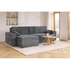 Canapé D'angle MARIUS Convertible Velours Côtelé Gris Souris 14 Canapé D'angle MARIUS Convertible Velours Côtelé Gris Souris -Maison Jardin Élégance canape d angle marius convertible velours cotele gris souris 6