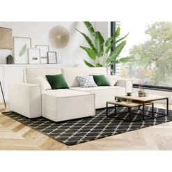 Canapé D'angle MIRA Convertible Et Réversible Velours Beige 14 Canapé D'angle MIRA Convertible Et Réversible Velours Beige -Maison Jardin Élégance canape d angle mira convertible et reversible velours beige 6