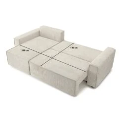 Canapé D'angle MIRA Convertible Et Réversible Velours Côtelé Beige 4 Places -Maison Jardin Élégance canape d angle mira convertible et reversible velours cotele beige 4 places 8