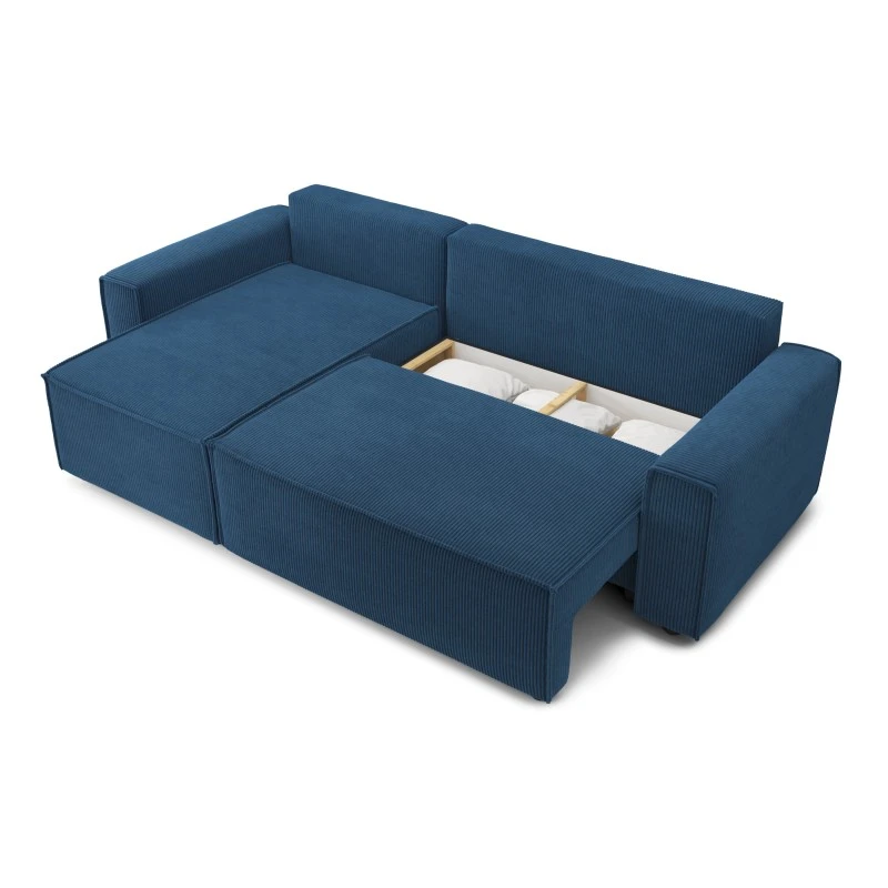 Canapé D'angle MIRA Convertible Et Réversible Velours Côtelé Bleu Cobalt 5 Canapé D'angle MIRA Convertible Et Réversible Velours Côtelé Bleu Cobalt – Image 5