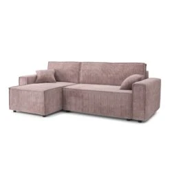 Canapé D'angle MIRA Convertible Et Réversible Velours Côtelé Mauve -Maison Jardin Élégance canape d angle mira convertible et reversible velours cotele mauve 2