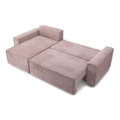 Canapé D'angle MIRA Convertible Et Réversible Velours Côtelé Mauve -Maison Jardin Élégance canape d angle mira convertible et reversible velours cotele mauve 3