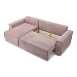 Canapé D'angle MIRA Convertible Et Réversible Velours Côtelé Mauve -Maison Jardin Élégance canape d angle mira convertible et reversible velours cotele mauve 4