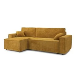 Canapé D'angle MIRA Convertible Et Réversible Velours Côtelé Moutarde -Maison Jardin Élégance canape d angle mira convertible et reversible velours cotele moutarde 2