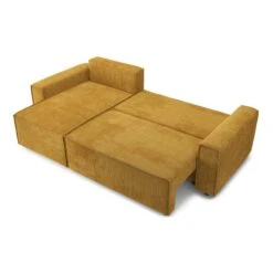 Canapé D'angle MIRA Convertible Et Réversible Velours Côtelé Moutarde -Maison Jardin Élégance canape d angle mira convertible et reversible velours cotele moutarde 3