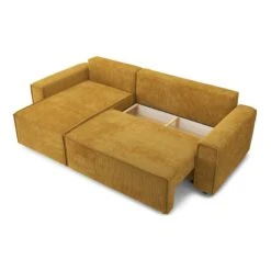 Canapé D'angle MIRA Convertible Et Réversible Velours Côtelé Moutarde -Maison Jardin Élégance canape d angle mira convertible et reversible velours cotele moutarde 4