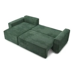 Canapé D'angle MIRA Convertible Et Réversible Velours Côtelé Vert -Maison Jardin Élégance canape d angle mira convertible et reversible velours cotele vert 3