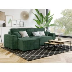 Canapé D'angle MIRA Convertible Et Réversible Velours Côtelé Vert -Maison Jardin Élégance canape d angle mira convertible et reversible velours cotele vert 7