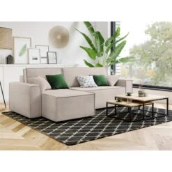 Canapé D'angle MIRA Convertible Et Réversible Velours Grège 14 Canapé D'angle MIRA Convertible Et Réversible Velours Grège -Maison Jardin Élégance canape d angle mira convertible et reversible velours grege 6