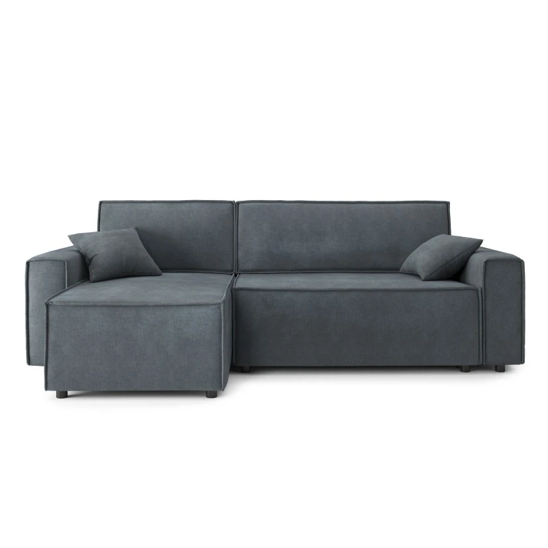 Canapé D'angle MIRA Convertible Et Réversible Velours Gris Souris 2 Canapé D'angle MIRA Convertible Et Réversible Velours Gris Souris – Image 2